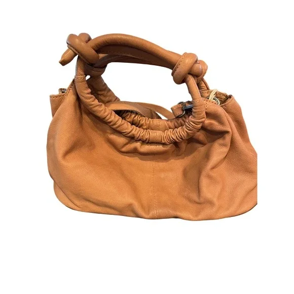 Free People Head Over Heels Convertible Crossbody Latte Leather Knotted Handle - Picture 1 of 9